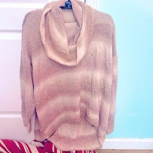 American Eagle Beige / Pink Cowl Turtle Neck Relaxed U-hem Long Sleeve Sweater